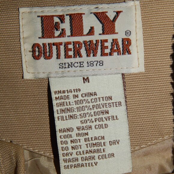 Men's Size Medium M ELY Outerwear Cattleman Western Canvas Down Poly Chore Coat - Picture 3 of 3